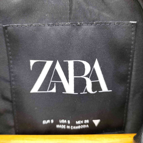ザラ ZARA フェイクレザー クロップド バイカー ジャケット レディース import:S