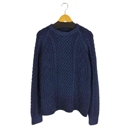 サイドスロープ SIDE SLOPE HAND KNIT フィッシャーマン モヘヤ シルク混 クルーネック ハンドニット ケーブルニット メンズ JPN:3