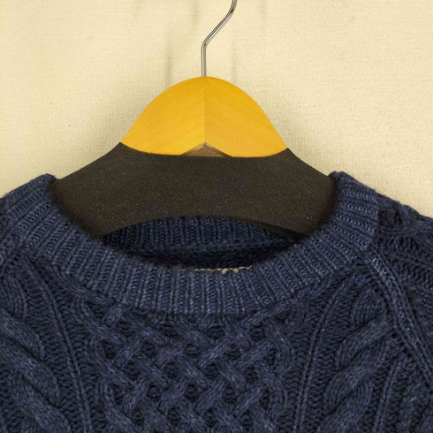 サイドスロープ SIDE SLOPE HAND KNIT フィッシャーマン モヘヤ シルク混 クルーネック ハンドニット ケーブルニット メンズ JPN:3