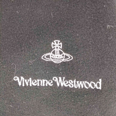 ヴィヴィアンウエストウッドアクセサリー Vivienne Westwood Accessories イタリア製 ロゴ刺繍 ウール フリンジマフラー レディース