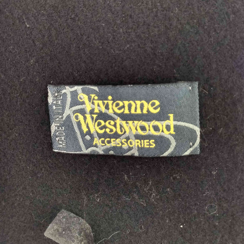 ヴィヴィアンウエストウッドアクセサリー Vivienne Westwood Accessories イタリア製 ロゴ刺繍 ウール フリンジマフラー レディース