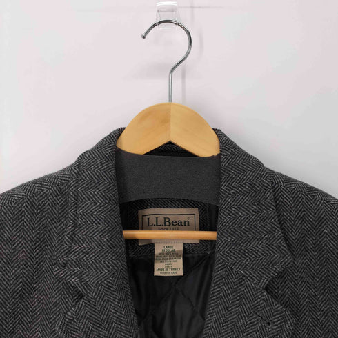 エルエルビーン L.L.Bean 90S Turkey製 ヘリンボーン3Bテーラードジャケット 裏地キルティング メンズ JPN:L