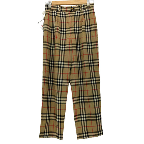 バーバリー BURBERRY 英国製 ノバチェック タックウールスラックス レディース 10 REG