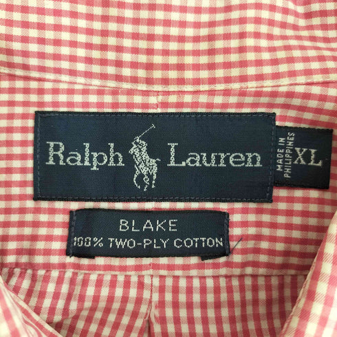 ラルフローレン RALPH LAUREN BLAKE ポニー刺繍 ギンガムチェック BDシャツ メンズ import:XL