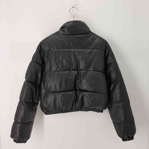 ザラ ZARA PUレザー クロップド中綿ジャケット ショート丈 レディース import:L