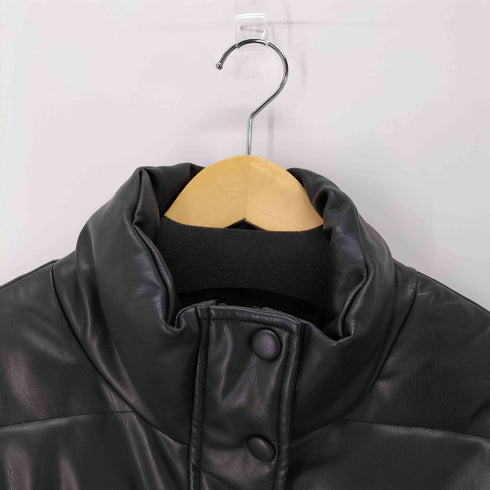 ザラ ZARA PUレザー クロップド中綿ジャケット ショート丈 レディース import:L