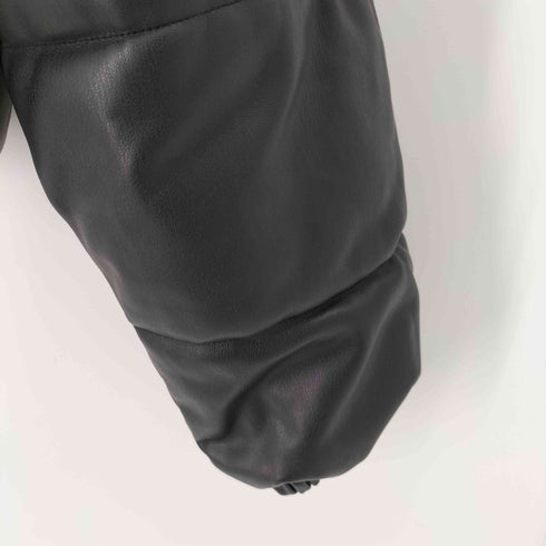 ザラ ZARA PUレザー クロップド中綿ジャケット ショート丈 レディース import:L
