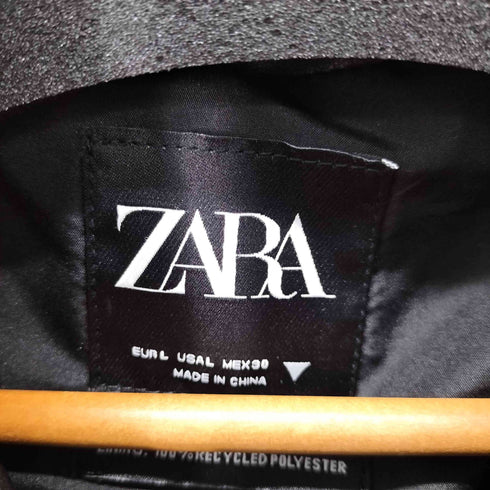 ザラ ZARA PUレザー クロップド中綿ジャケット ショート丈 レディース import:L