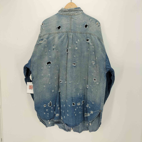 ダンケシェーン Danke Schon Big Denim Shirts クラッシュ ダメージ デニム L/S ビッグ シャツ メンズ FREE