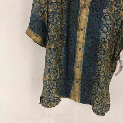 ドリスヴァンノッテン DRIES VAN NOTEN BLOCK PRINT ボタニカル オープンカラーシャツ メンズ EUR:46