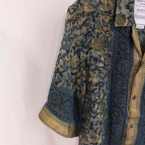 ドリスヴァンノッテン DRIES VAN NOTEN BLOCK PRINT ボタニカル オープンカラーシャツ メンズ EUR:46