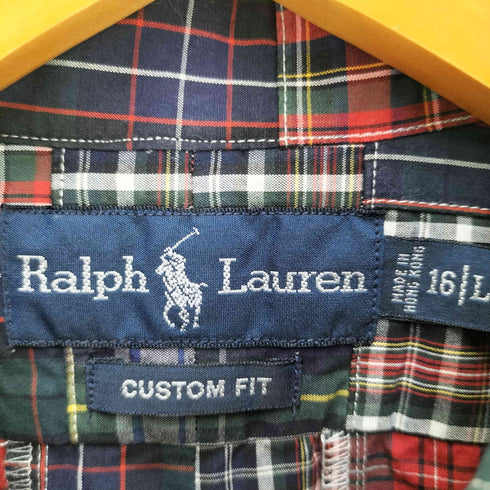 ラルフローレン RALPH LAUREN CUSTOM FIT ポニー刺繍パッチワークチェックシャツ メンズ JPN:L