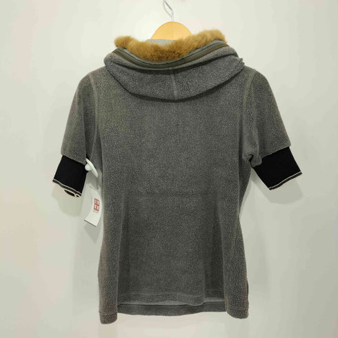 ジャンポールゴルチエクラシック Jean Paul GAULTIER CLASSIQUE フリース ファーハーフジップ ショートスリーブ プルオーバーパーカー レディース EUR:40