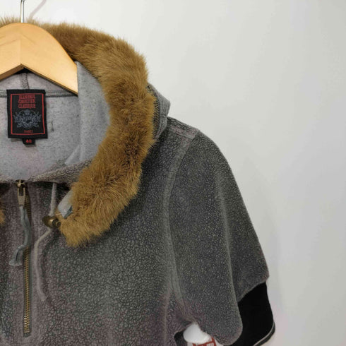 ジャンポールゴルチエクラシック Jean Paul GAULTIER CLASSIQUE フリース ファーハーフジップ ショートスリーブ プルオーバーパーカー レディース EUR:40