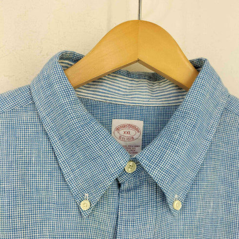 ブルックスブラザーズ BROOKS BROTHERS TRADITIONAL FIT IRISH LINEN 千鳥格子 BDシャツ メンズ import:XXL