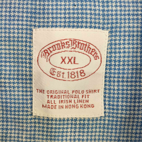 ブルックスブラザーズ BROOKS BROTHERS TRADITIONAL FIT IRISH LINEN 千鳥格子 BDシャツ メンズ import:XXL