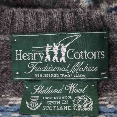 ヘンリーコットンズ Henry Cotton?s 総柄 シェトランドウールニット メンズ