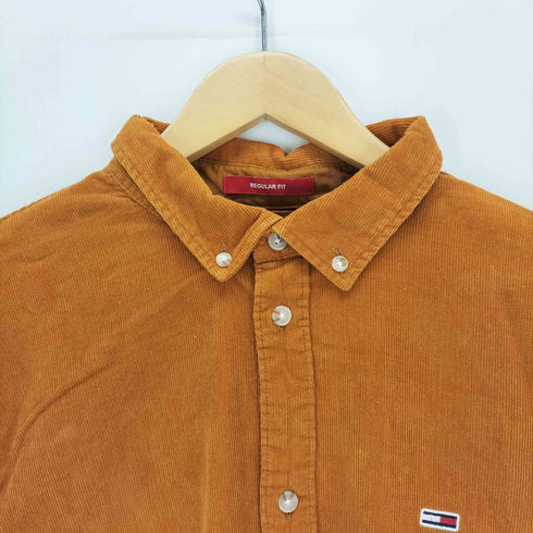 トミージーンズ tommy jeans ワンポイント刺繍 コーデュロイボタンダウンシャツ メンズ import:XL