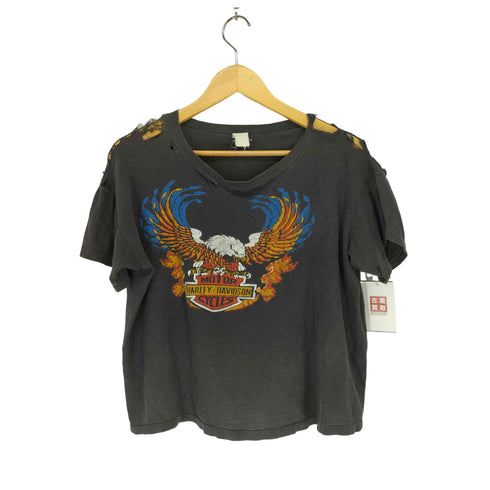 ハーレーダビッドソン HARLEY-DAVIDSON フロントプリントダメージショートTシャツ レディース