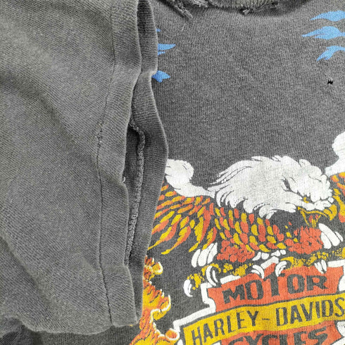 ハーレーダビッドソン HARLEY-DAVIDSON フロントプリントダメージショートTシャツ レディース