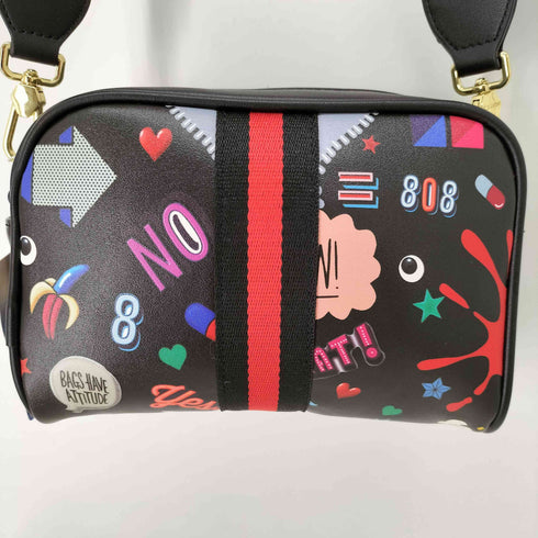 EYE THEME 総柄ショルダーバック レザー レディース