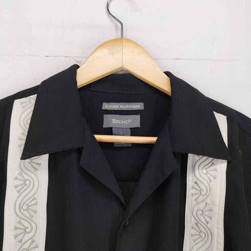 ブルーノ BRUNO SUEDED MICROFIBER フロント刺繍開襟シャツ メンズ JPN:L