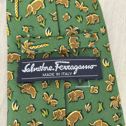 サルヴァトーレフェラガモ Salvatore Ferragamo ゾウヤシの木柄シルクネクタイ メンズ