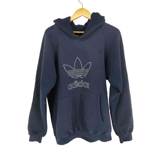 アディダス adidas 80-90s 黒タグ万国旗 フロント刺繍プルオーバーパーカー メンズ JPN:S