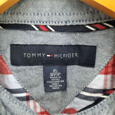 トミーヒルフィガー TOMMY HILFIGER ロゴ刺繍 ボタンダウン S/Sチェックシャツ メンズ import:XS
