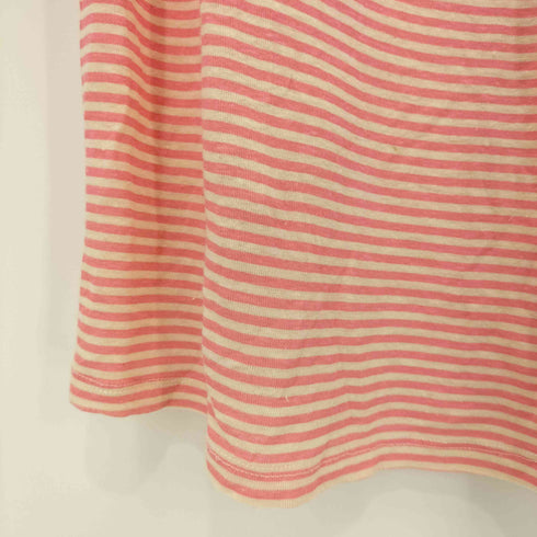 DANIELE FIESOLI イタリア製 リネン混 ボーダー Uネック半袖Tシャツ レディース