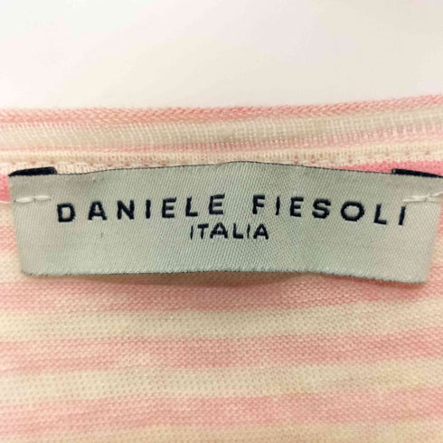 DANIELE FIESOLI イタリア製 リネン混 ボーダー Uネック半袖Tシャツ レディース
