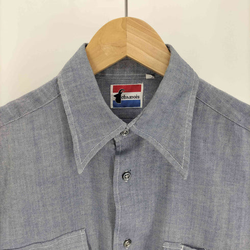 chamois デカ襟 ラウンドカット シャンブレーシャツ タンガリーシャツ メンズ import:M