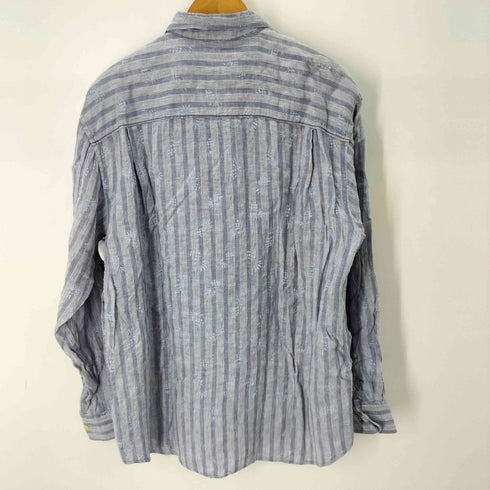 トミーバハマ Tommy Bahama リネン100% 総柄ストライプL/Sシャツ ワンポケット メンズ JPN:L