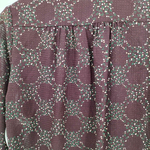 サリースコット Sally Scott シェルボタン 総柄 丸襟 シアー シャツ ブラウス レディース  9R