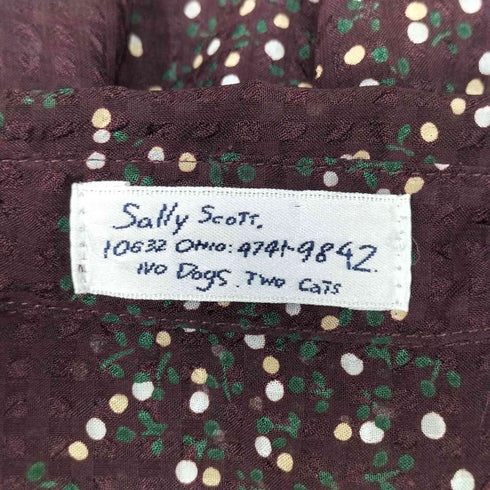サリースコット Sally Scott シェルボタン 総柄 丸襟 シアー シャツ ブラウス レディース  9R