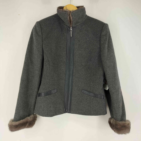 レオナール LEONARD カシミア100% ジャケットセットアップ リアルファー レザー レディース