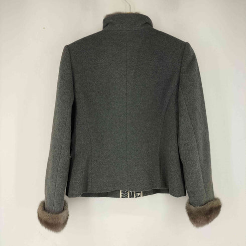 レオナール LEONARD カシミア100% ジャケットセットアップ リアルファー レザー レディース