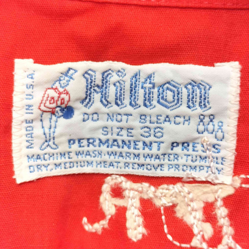 ヒルトン HILTON 70-80s USA製 ボーリングシャツ 開襟シャツ レディース US:36