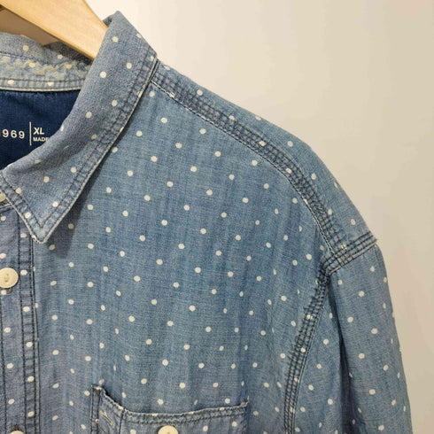 ギャップ Gap 2015 ドット柄 シャンブレー ワークシャツ メンズ import:XL