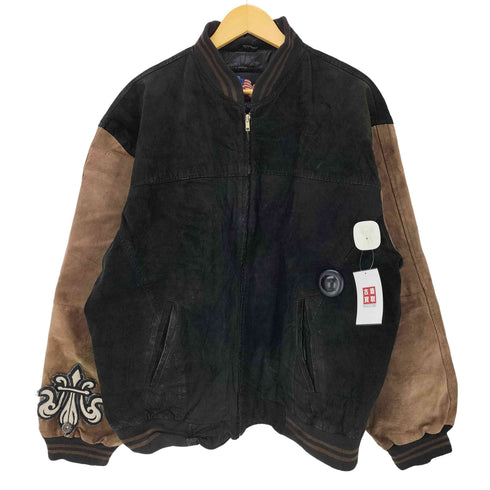 LEATHER U.S.A 80-90s C&C ジッパー 切替 レザースタジャン メンズ 3xl
