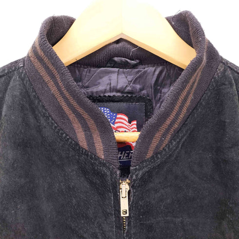 LEATHER U.S.A 80-90s C&C ジッパー 切替 レザースタジャン メンズ 3xl