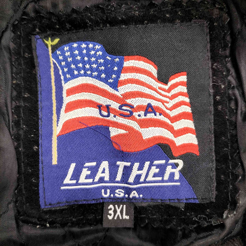 LEATHER U.S.A 80-90s C&C ジッパー 切替 レザースタジャン メンズ 3xl
