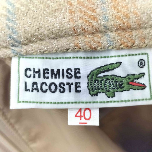 シュミーズラコステ CHEMISE LACOSTE 刺繍ロゴ チェック柄 ウール混 スカート レディース JPN:40