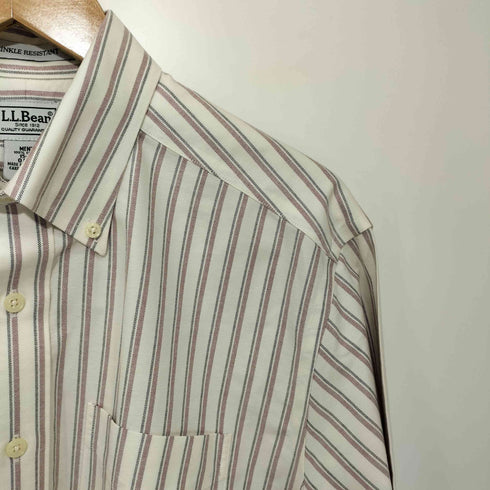 エルエルビーン L.L.Bean WRINKLE RESISTANT ストライプ柄 ボタンダウン ロングスリーブシャツ メンズ 15-32