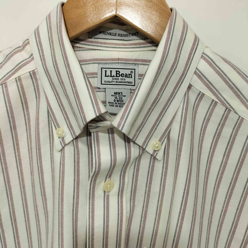 エルエルビーン L.L.Bean WRINKLE RESISTANT ストライプ柄 ボタンダウン ロングスリーブシャツ メンズ 15-32