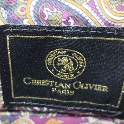 クリスチャンオリビエ CHRISTIAN OLIVIER エンボスロゴ 総柄ショルダーポーチ 裏地ペイズリー レディース