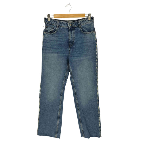 ザラ ZARA サイドスタッズ カットオフ デニムパンツ レディース 40