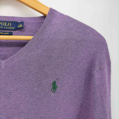 ポロラルフローレン POLO RALPH LAUREN PIMA COTTON スモールポニー刺繍Vネックニット レディース JPN:XS