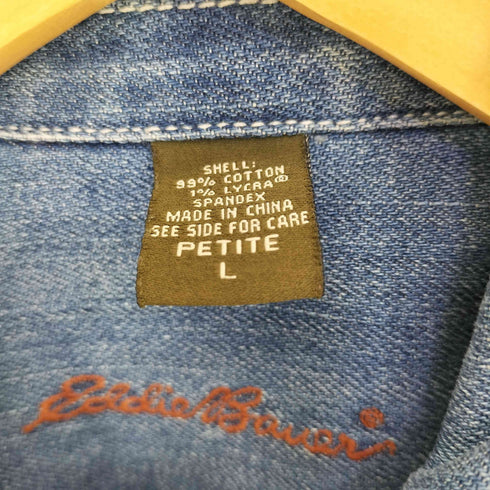 エディーバウアー Eddie Bauer ロゴ刺繍 マルチポケット デニムカバーオール メンズ import:L