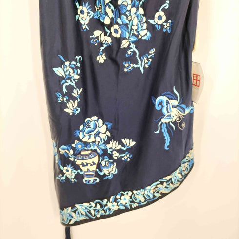 ラルフローレン RALPH LAUREN 香港製 刺繍 シルク混 アシンメトリードレス レディース